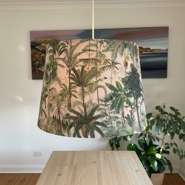 Jungle Palm Trees lampshade as ceiling pendant