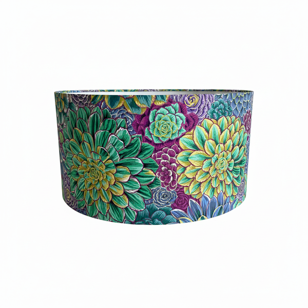 Kaffe Fassett Leeks Barrel Lampshade – White Background by Shades at Grays