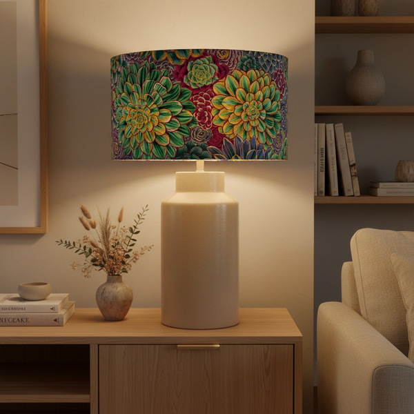 Kaffe Fassett Leeks Grey Lampshade – Table Lamp Lifestyle
