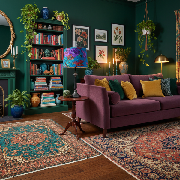 Kaffe Fassett Teal Meadow living room lifestyle