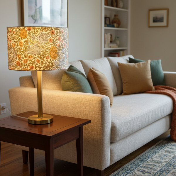 Morris Meadow Drum Lampshade in Living Room