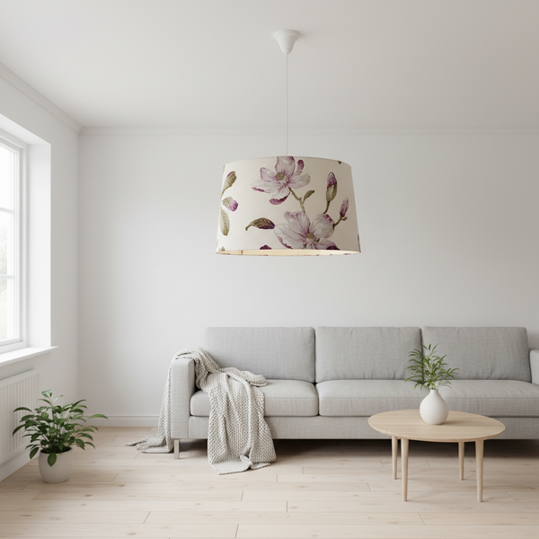 Purple Magnolia scandi barrel pendant lifestyle