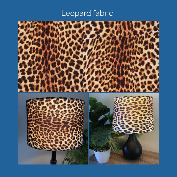 Shades at Grays Tapered / Leopard print Brushed chrome table lamp - your choice of fabric shade handcrafted lighting made in new zealand