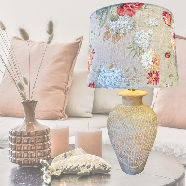 Shades at Grays Lampshades Vintage flowers fabric lampshade handcrafted lighting made in new zealand