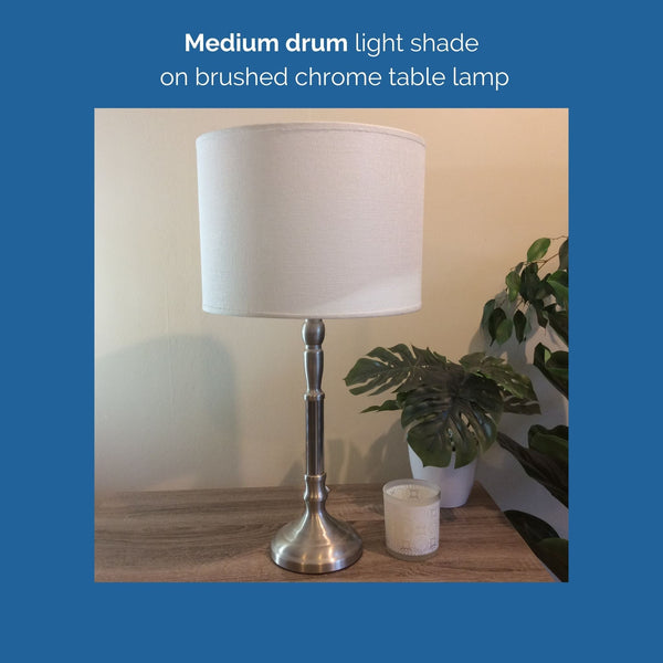 Shades at Grays Brushed chrome table lamp - your choice of fabric shade handcrafted lighting made in new zealand