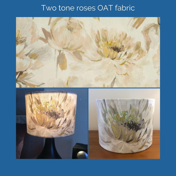 Shades at Grays Tapered / Two tone roses OAT Brushed chrome table lamp - your choice of fabric shade handcrafted lighting made in new zealand