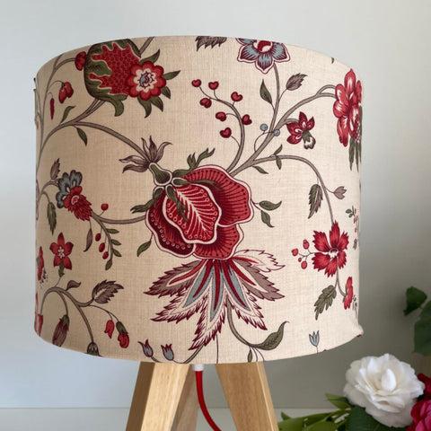 Bespoke fabric lampshade made from French General Blanchet Oyster fabric, unlit  Shades at Grays. 