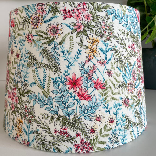 Shades at Grays Lampshades Medium tapered / Table lamp/floor stand / 29mm Pretty meadow fabric lampshade handcrafted lighting made in new zealand