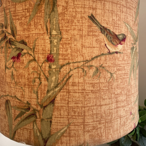 Burnt orange, linen textured fabric lampshade.