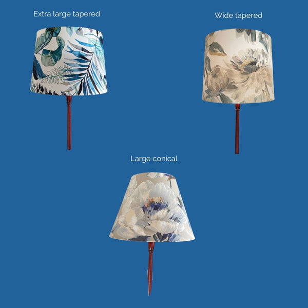 Shades at Grays Lampshades Large Conical Shade with two tone roses BLUE handcrafted lighting made in new zealand