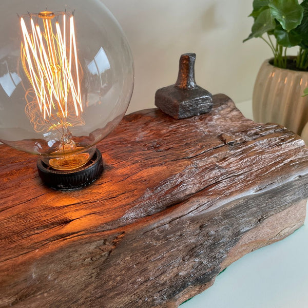 Shades at Grays Lighting Edison and Timber Table Lamp - Wharf series #82 Wooden Table Lamp |Unique | Handcrafted from 100 year old wharf timber handcrafted lighting made in new zealand