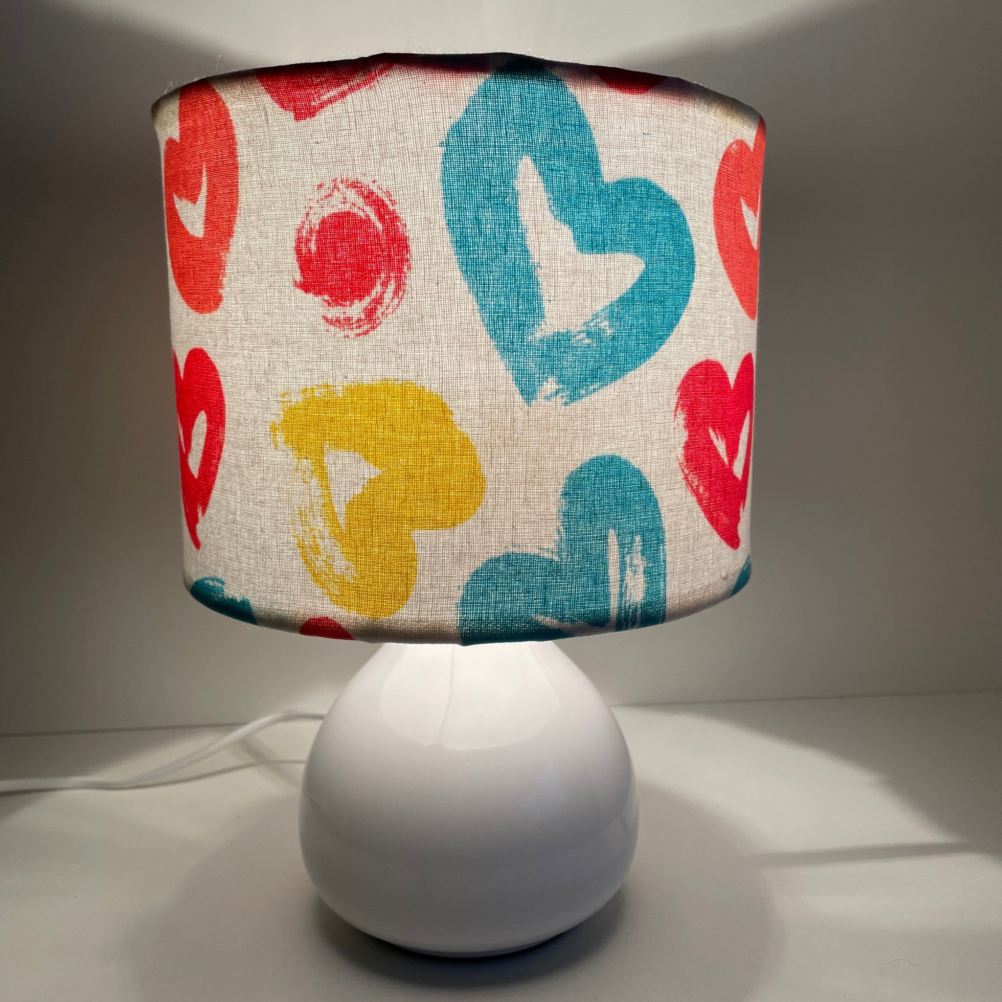 Hearts Fabric Lamp Shade | Handcrafted in NZ