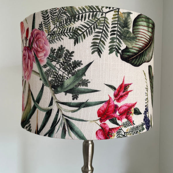 Shades at Grays Lampshades Medium drum / Table lamp/floor stand / 29mm Tropical elegance cream lampshade handcrafted lighting made in new zealand