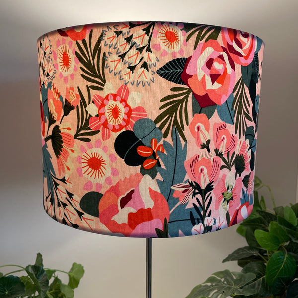 Shades at Grays Lampshades Medium drum / Table lamp/floor stand / 29mm Floral fantasy lampshade handcrafted lighting made in new zealand