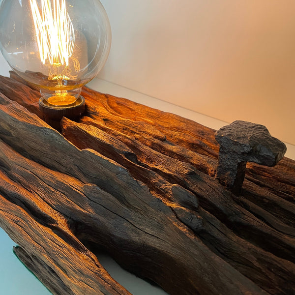 Shades at Grays Lighting Edison Table Lamp - Railway sleeper #64 handcrafted lighting made in new zealand