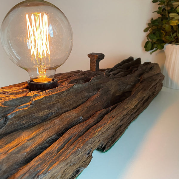 Shades at Grays Lighting Edison Table Lamp - Railway sleeper #64 handcrafted lighting made in new zealand