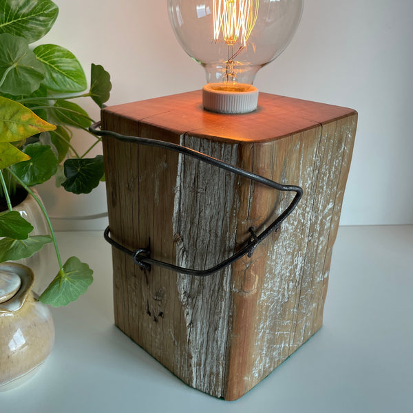 Shades at Grays Edison Lamp Edison Table Lamp - Totara Post #14 handcrafted lighting made in new zealand