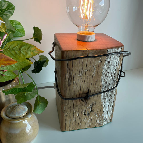 Shades at Grays Edison Lamp Edison Table Lamp - Totara Post #14 handcrafted lighting made in new zealand