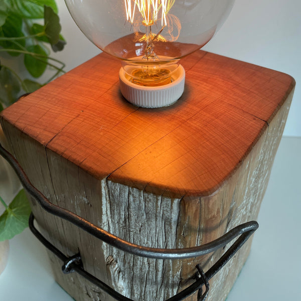 Shades at Grays Edison Lamp Edison Table Lamp - Totara Post #14 handcrafted lighting made in new zealand