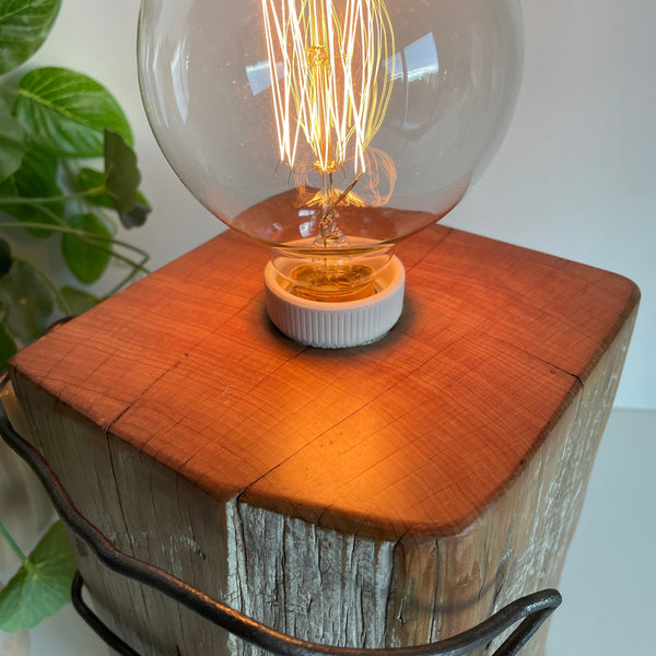 Shades at Grays Edison Lamp Edison Table Lamp - Totara Post #14 handcrafted lighting made in new zealand