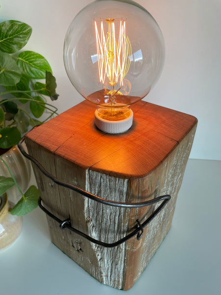 Shades at Grays Edison Lamp Edison Table Lamp - Totara Post #14 handcrafted lighting made in new zealand