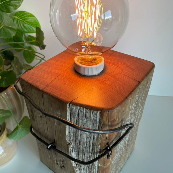 Shades at Grays Edison Lamp Edison Table Lamp - Totara Post #14 handcrafted lighting made in new zealand