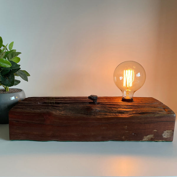 Shades at Grays Lighting Edison Table Lamp - Railway sleeper #69 handcrafted lighting made in new zealand