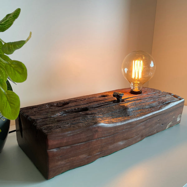 Shades at Grays Lighting Edison Table Lamp - Railway sleeper #69 handcrafted lighting made in new zealand