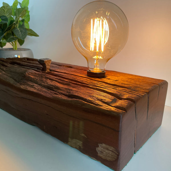 Shades at Grays Lighting Edison Table Lamp - Railway sleeper #69 handcrafted lighting made in new zealand