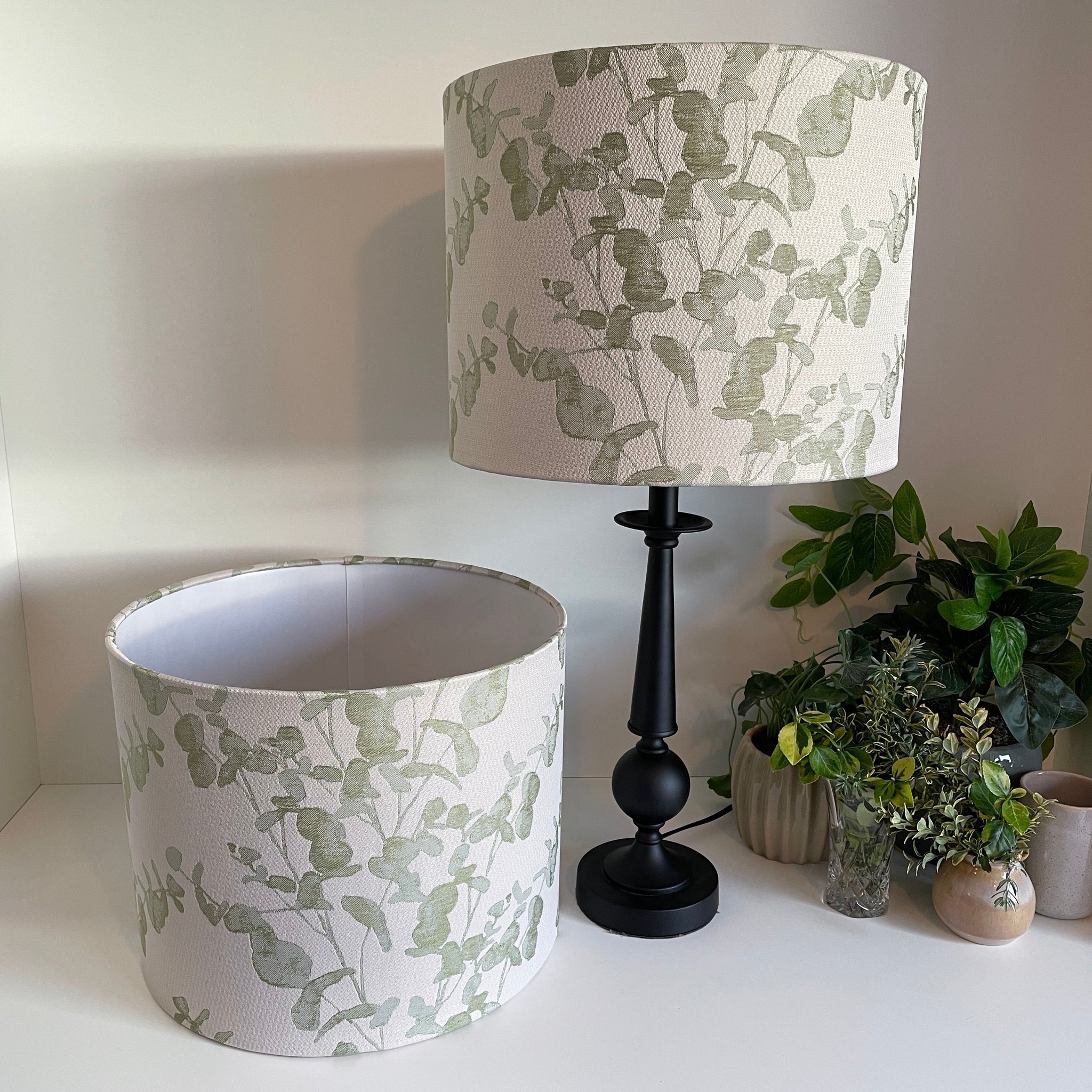 Shades at Grays Lampshades Round leaves fabric lampshade handcrafted lighting made in new zealand