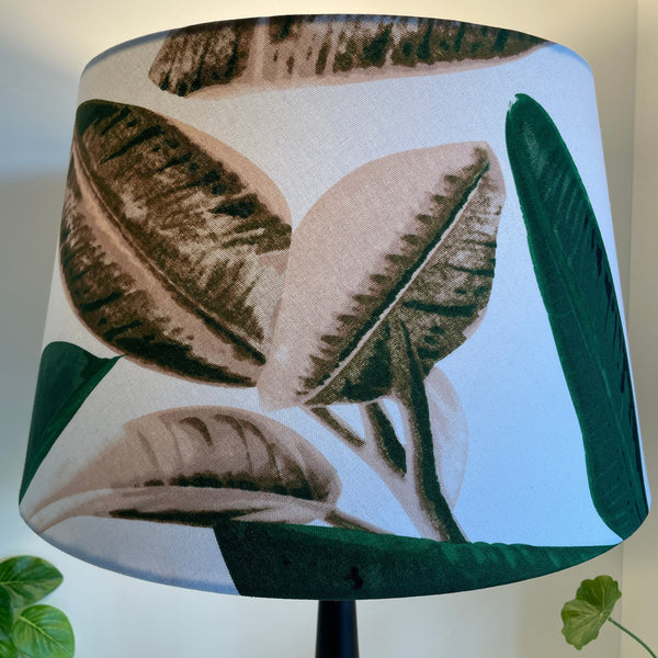 Shades at Grays Lampshades Lush jungle fabric lampshade handcrafted lighting made in new zealand.