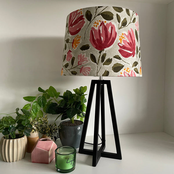 Shades at Grays Lampshades Red Blooms fabric lampshade handcrafted lighting made in new zealand