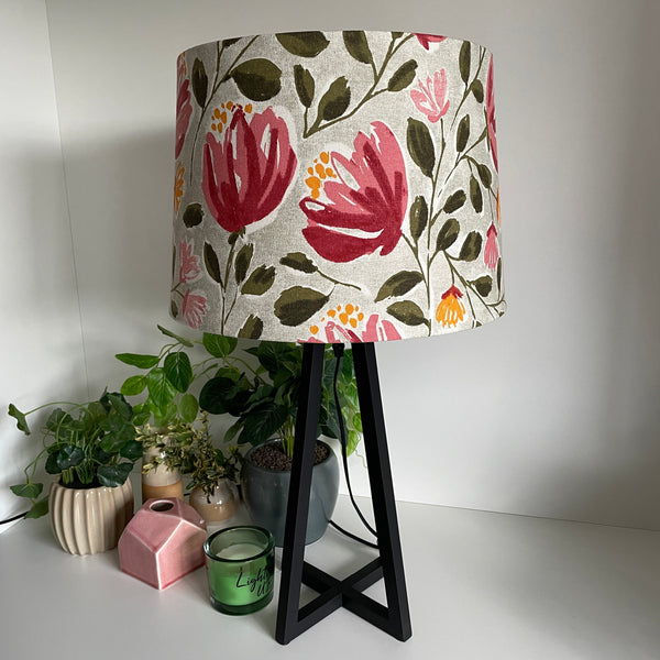 Shades at Grays Lampshades Red Blooms fabric lampshade handcrafted lighting made in new zealand