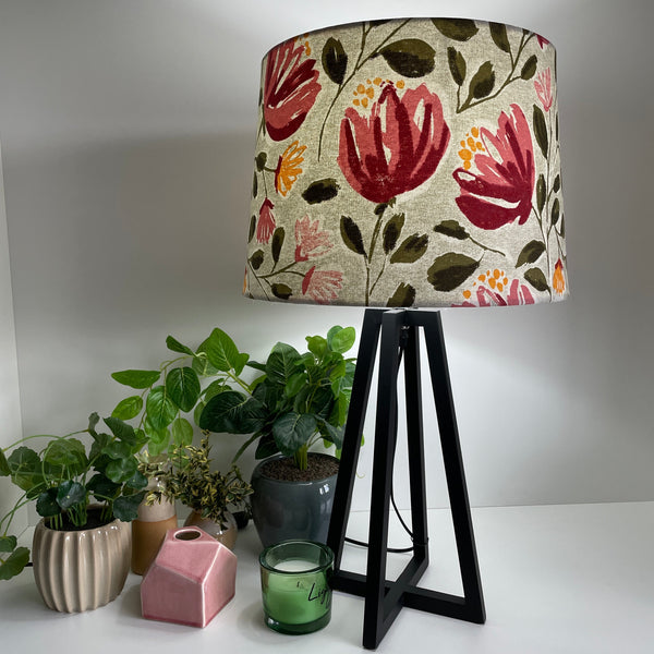 Shades at Grays Lampshades Red Blooms fabric lampshade handcrafted lighting made in new zealand