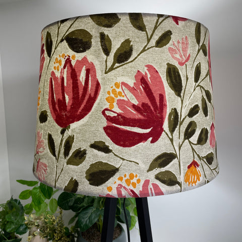 Shades at Grays Lampshades Red Blooms fabric lampshade handcrafted lighting made in new zealand