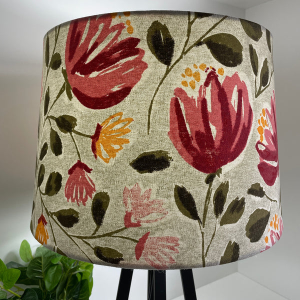 Shades at Grays Lampshades Red Blooms fabric lampshade handcrafted lighting made in new zealand