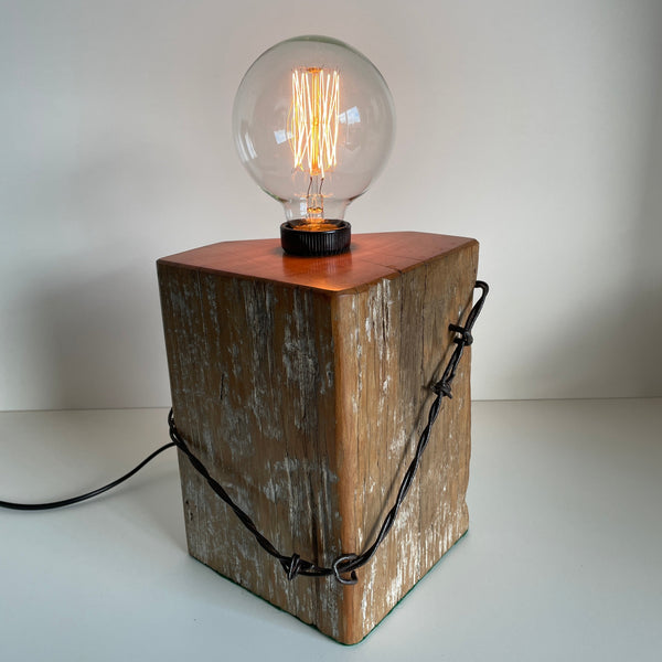 Shades at Grays Edison Lamp Edison Timber Table Lamp - Totara Post #17 handcrafted lighting made in new zealand