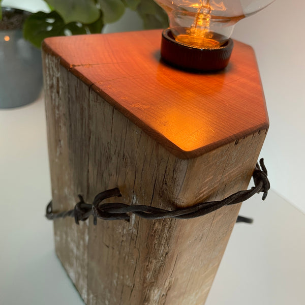 Shades at Grays Edison Lamp Edison Timber Table Lamp - Totara Post #17 handcrafted lighting made in new zealand