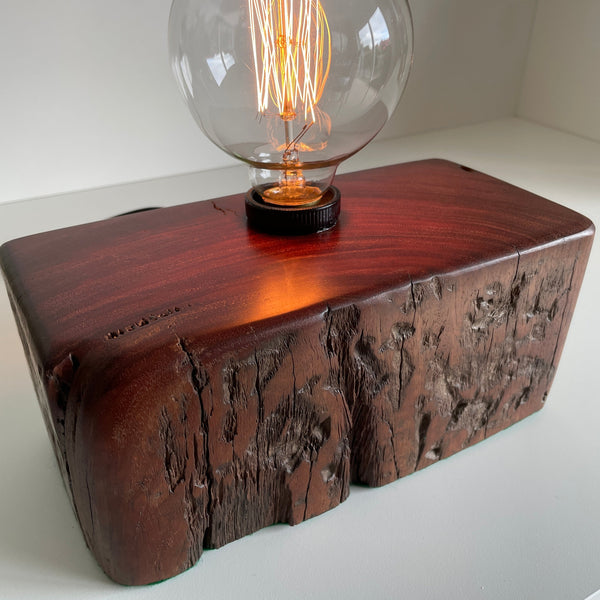 Shades at Grays Lighting Edison Wood Table Lamp - Railway sleeper #79 handcrafted lighting made in new zealand