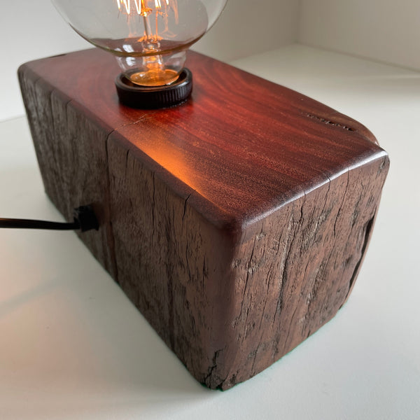 Shades at Grays Lighting Edison Wood Table Lamp - Railway sleeper #79 handcrafted lighting made in new zealand