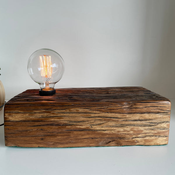 Shades at Grays Lighting Edison Timber Table Lamp - Railway sleeper #77 handcrafted lighting made in new zealand