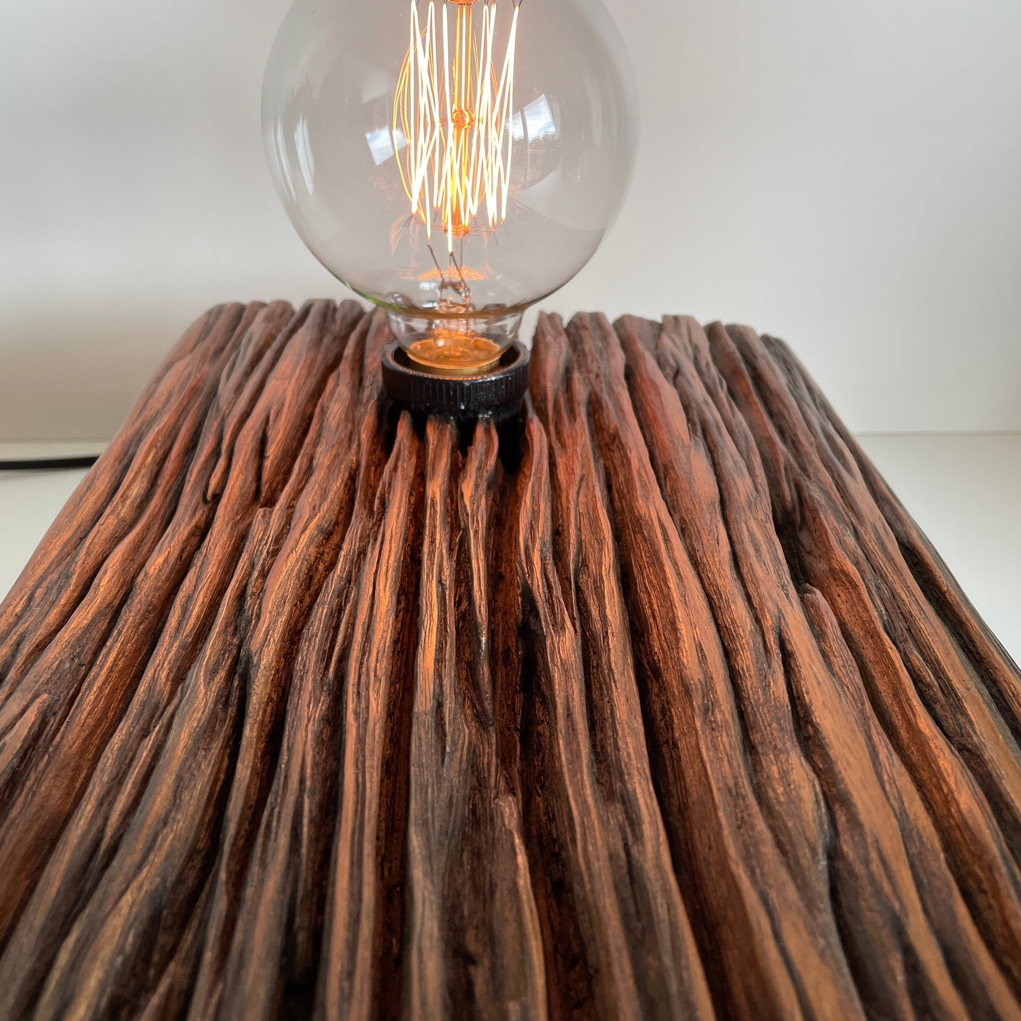 Shades at Grays Lighting Edison Timber Table Lamp - Railway sleeper #77 handcrafted lighting made in new zealand