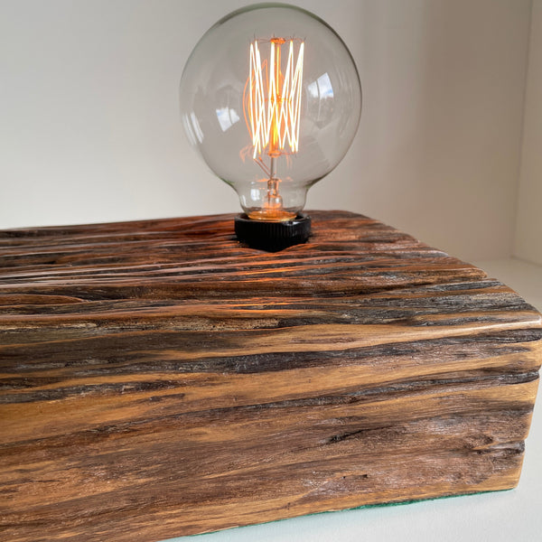 Shades at Grays Lighting Edison Timber Table Lamp - Railway sleeper #77 handcrafted lighting made in new zealand