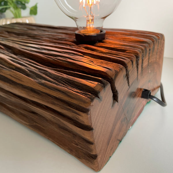 Shades at Grays Lighting Edison Timber Table Lamp - Railway sleeper #77 handcrafted lighting made in new zealand