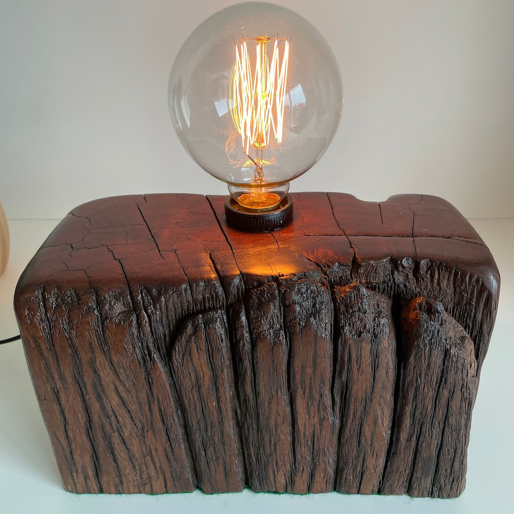 Shades at Grays Lighting Edison Wood Table Lamp - Railway sleeper #80 handcrafted lighting made in new zealand