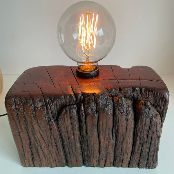 Shades at Grays Lighting Edison Wood Table Lamp - Railway sleeper #80 handcrafted lighting made in new zealand