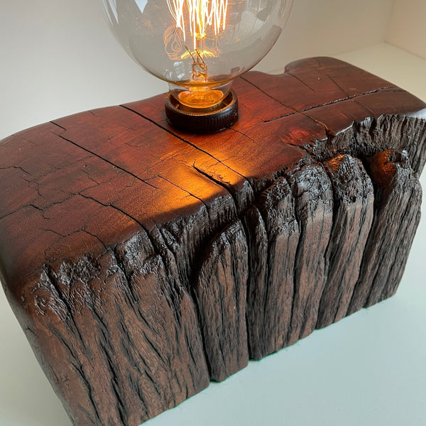 Shades at Grays Lighting Edison Wood Table Lamp - Railway sleeper #80 handcrafted lighting made in new zealand