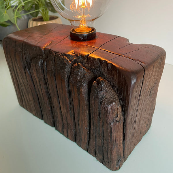 Shades at Grays Lighting Edison Wood Table Lamp - Railway sleeper #80 handcrafted lighting made in new zealand