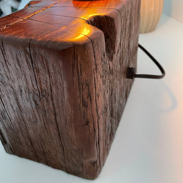 Shades at Grays Lighting Edison Wood Table Lamp - Railway sleeper #80 handcrafted lighting made in new zealand