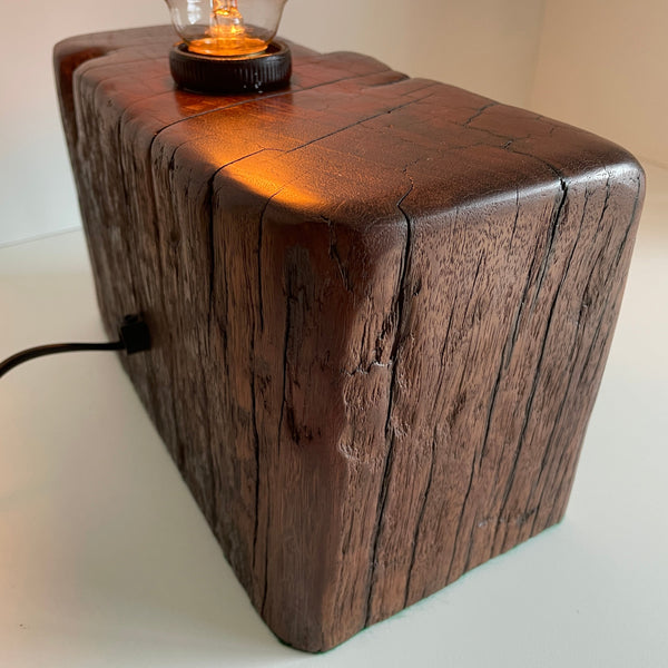 Shades at Grays Lighting Edison Wood Table Lamp - Railway sleeper #80 handcrafted lighting made in new zealand